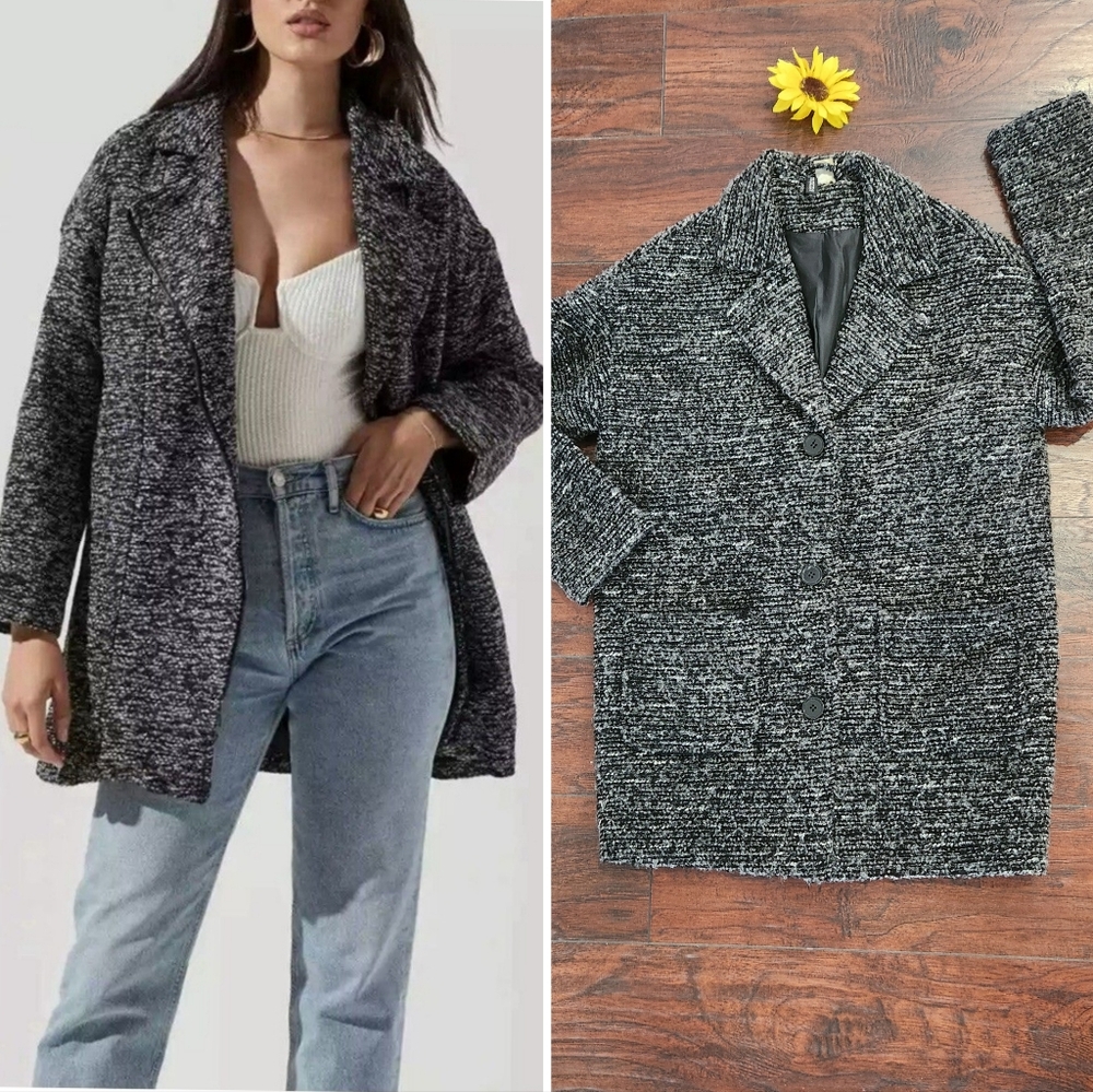 H&M BOUCLET WOOL GRAY PACKETS COAT